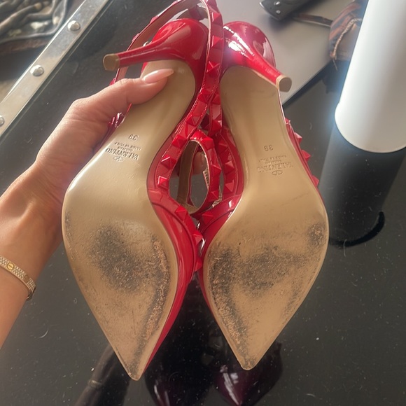 Valentino ROCKSTUD ANKLE STRAP PATENT LEATHER RED - Picture 2 of 4
